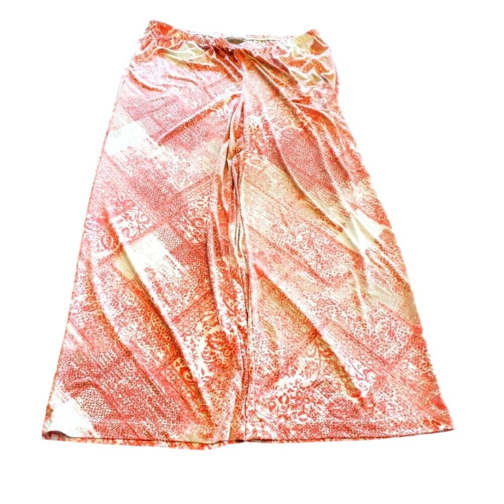 Chicos‎ Easywear Wide Leg Pants Coral Damask Patchwork Print Size 3 XL 16